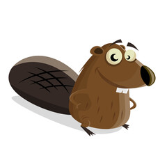 Wall Mural - funny cartoon illustration of a happy beaver