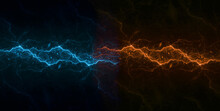 Hot Orange And Cold Blue Electrical Lightning Background