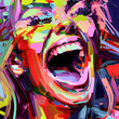 Neon Frauen Portrait diverse Stimmungen Digital Art Abstrakt Surreal AI Illustration Cover Hintergrund Backdrop