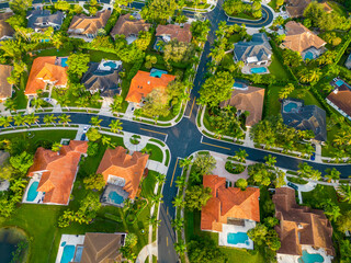 Wall Mural - Aerial drone photo of luxury homes in Weston Florida
