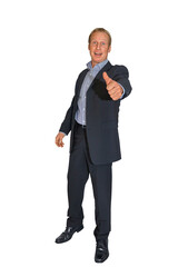 Wall Mural - series of gestures: businessman is successful and gives thumbs up