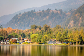 Wall Mural - Lindell Beach on a smoky autumn morning in British Columbia, Canada