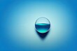 Minimal 3D product display background with blue glass blue transparent disk in top view.