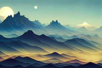 Wall Mural - Big landscape wallpaper cover art illustration design