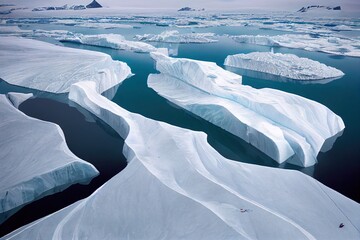 Wall Mural - glaciers drone aerial image from above climate change and global warming. glaciers from a melting ic