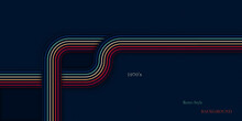 Retro Style Background With Colorful Curve Lines And Dark Navy Vintage Design