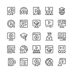 Wall Mural - video tutorials line icons. outline symbols. vector line icons set