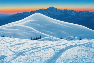 Skis in snow at Mountains