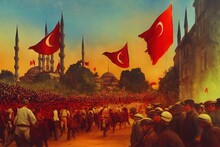 Istanbul Turkey August 30 1922 Translation August 30 Celebration Of Victory And The National Day In Turkey. (Turkish 30 Agustos Zafer Bayrami Kutlu Olsun)