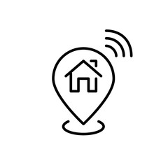 Wall Mural - smart home sharing information. location and address. pixel perfect, editable stroke line icon
