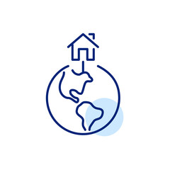 Wall Mural - home pointer on earth globe. pixel perfect, editable stroke line icon