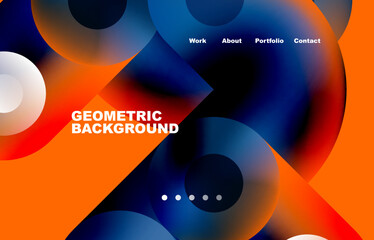 Website landing page abstract geometric background. Circles and round shapes. Web page for website or mobile app wallpaper