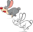 Vector Illustration of a Cute Rabbit. Cartoon Character. Coloring Book