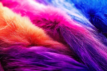 Wall Mural - Texture of fur, macro colored sheep hair background, natural fluffy wool, furry surface, pink pastel color
