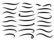 Swish doodle underline set. Hand drawn swoosh elements, calligraphy swirl or sport swoop text tails. Swash decorative strokes on white background, vector illustration