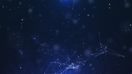Leinwandbilder - Abstract digital low poly connection dynamic flowing. Dots and lines data network connection structure illustration background.