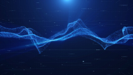 Leinwandbilder - Digital blue organic wave fluid on hud system futuristic element illustration background