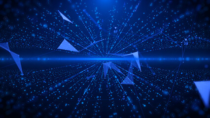 Aufkleber - Technology futuristic digital low polygonal network communication illustration background.