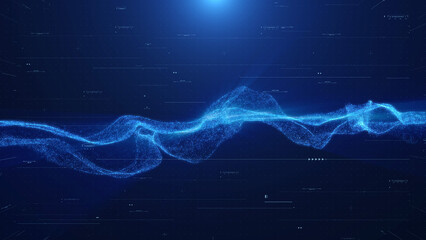 Leinwandbilder - Digital blue organic wave fluid on hud system futuristic element illustration background