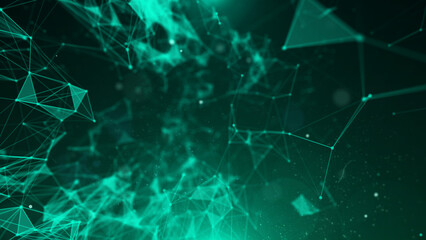 Leinwandbilder - Abstract geometric low polygonal green color with copy space for text information illustration background.