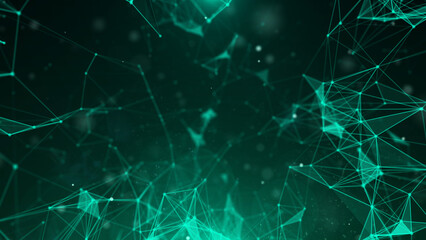 Leinwandbilder - Abstract geometric low polygonal green color with copy space for text information illustration background.