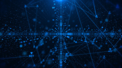 Aufkleber - Abstract digital information futuristic visualization analytics background. Technology data number display system monitoring. Stream line network illustration.