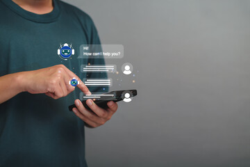 Wall Mural - ai chatbot intelligent digital customer service application concept, computer mobile application use