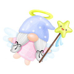 Wall Mural - Gnomes Angel Watercoler Clipart