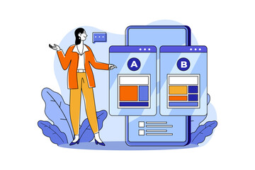 AB Testing Illustration concept on white background