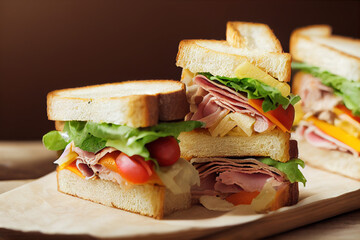 Wall Mural - sandwich with ham and vegetables