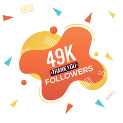 Sticker - 49k followers, social sites post, greeting card vector illustration. 49000 Followers Social Media Online Illustration Label Vector
