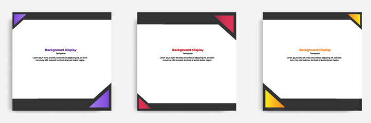 Wall Mural - Set of geometric square social media banner layout, product background backdrop display for ads commerce sale template in gradient color.