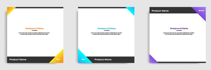 Wall Mural - Set of geometric square social media banner layout, product background backdrop display for ads commerce sale template in gradient color.