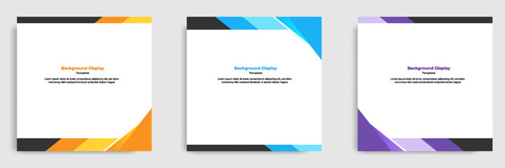 Wall Mural - Set of geometric square social media banner layout, product background backdrop display for ads commerce sale template in gradient color.