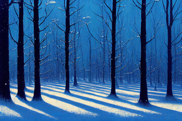 Poster - blue forest of winter time