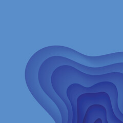 Wall Mural - Abstract background in paper cut style. 3d wallpaper with cut out deep waves modern cover. Blue color layers with smooth shadow papercut art. Vector card illustration, origami geometric shapes