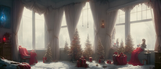 Artistic concept painting of a christmas festive outdoor,  