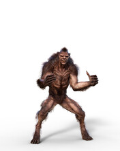 3D Illustration Of A Cursed Shapeshifting Werewolf From Folklore Isolated On White.