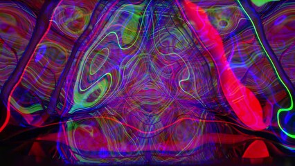 Wall Mural - abstract animation of futuristic space background in triangle pattern with rays and neon lines. abst