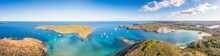 Spain, Balearic Islands, Menorca, Panoramic View Of Colom Island And Surrounding Landscape In Summer