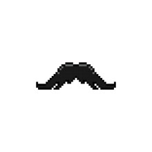 Black Moustache Sticker Pixel Art Clipart