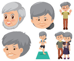 Sticker - Collection of elderly people icons