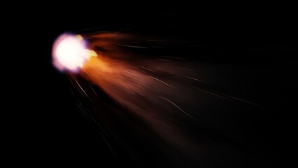 Wall Mural - fall comet from space, fiery tail falling meteorite. entry of an asteroid comet into the earth atmos