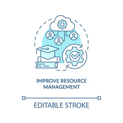 Improve resource management turquoise concept icon. Benefit of industry specific ERP abstract idea thin line illustration. Isolated outline drawing. Editable stroke. Arial, Myriad Pro-Bold fonts used