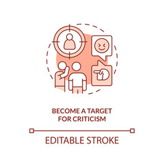 Become target for criticism red concept icon. Live streaming disadvantage abstract idea thin line illustration. Isolated outline drawing. Editable stroke. Arial, Myriad Pro-Bold fonts used