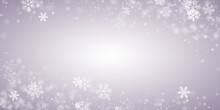 Abstract Heavy Snow Flakes Background. Wintertime Fleck Crystallic Shapes. Snowfall Weather White Gray Pattern. Blurred Snowflakes December Texture. Snow Nature Landscape.