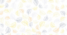 Linden, Birch Or Basil Leaves Outline Vector Seamless Pattern Graphic Design.