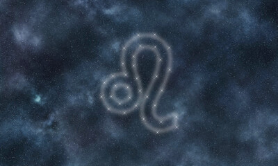 Wall Mural - leo zodiac sign, night sky