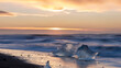 Sunrise Diamond Beach glacier lagoon Breiðamerkursandur2