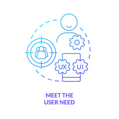 Wall Mural - meet user need blue gradient concept icon. customer research. web development. ux design fundamental